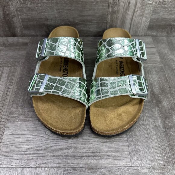 Birkenstock Arizona Women's size 6/EURO 37 Gator Gleam Two Strap Green Sandal - Picture 4 of 8